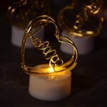 Set of 12 Multicolor Flameless Heart Candles for Decoration