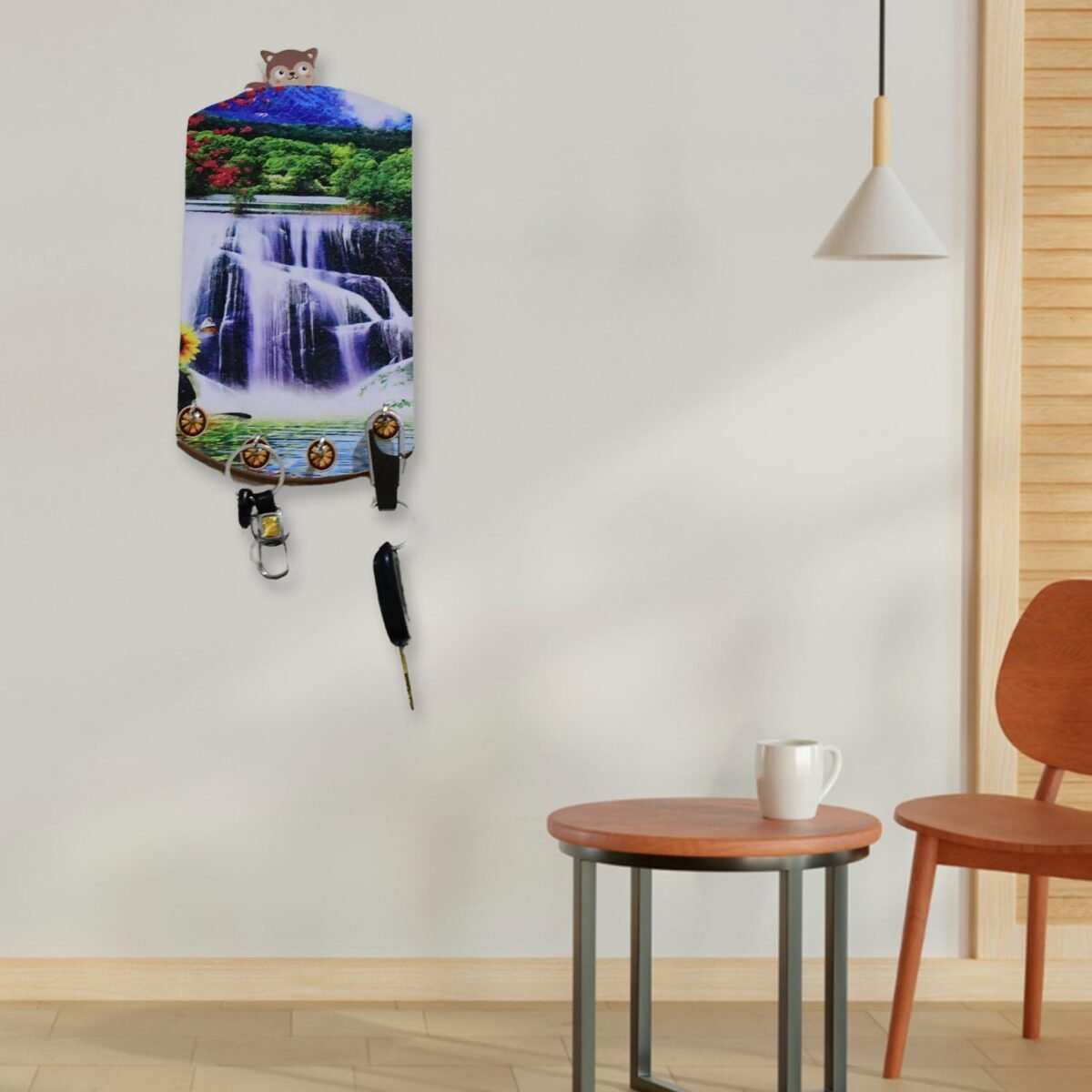 Decorative Wooden Vertical Scenery with Hooks for Wall Hanging - Image 4