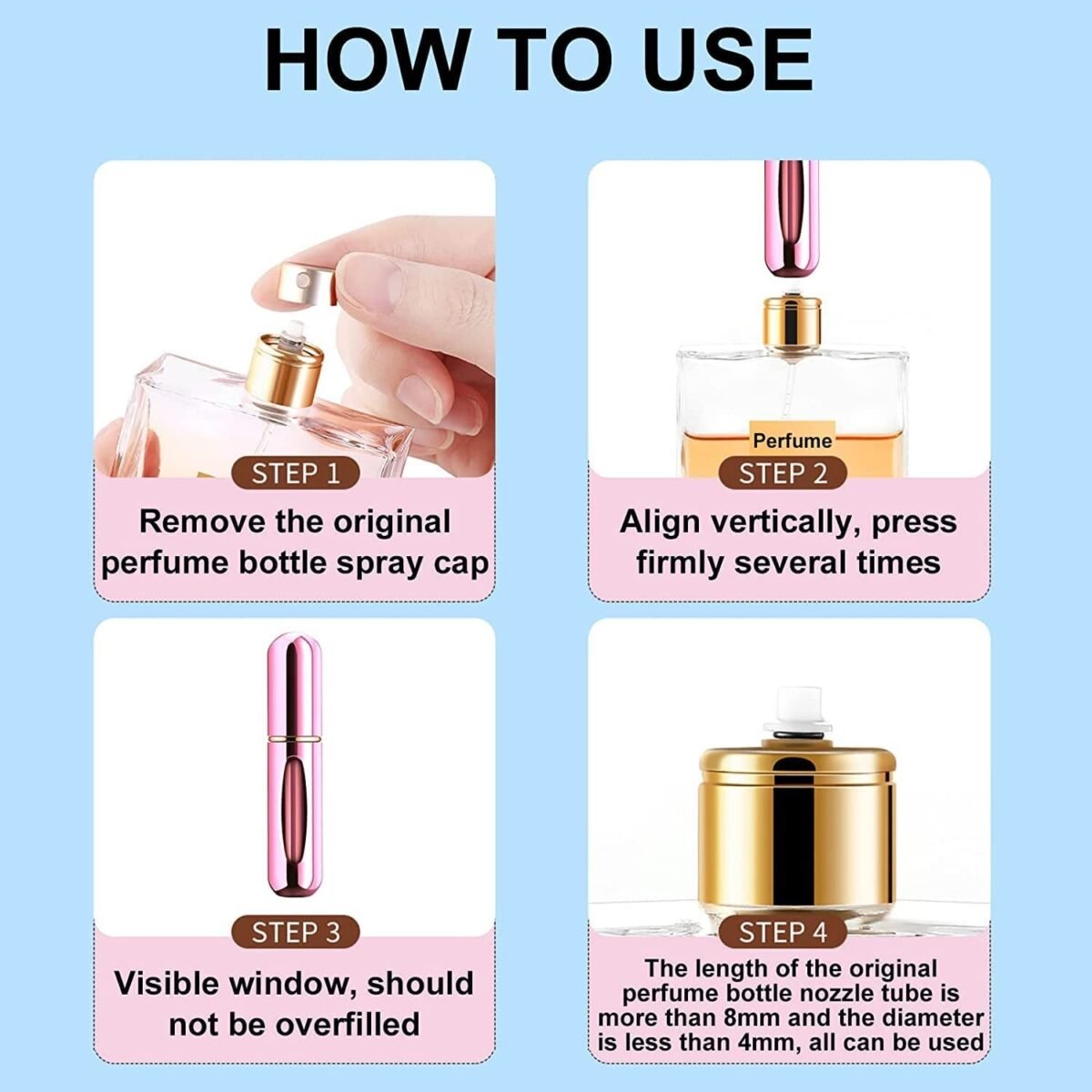 Mini Portable Perfume Empty Spray Bottle (1 Pc / Mix Color) - Image 4