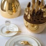 Premium Cutlery Set 24 Pcs with Oval Shaped Stand | Beautiful Stylish Oval Designed Cutlery Sets, Egg-Shaped Luxury Spoon Holder Set  (Golden / 24 pcs set) - Image 6