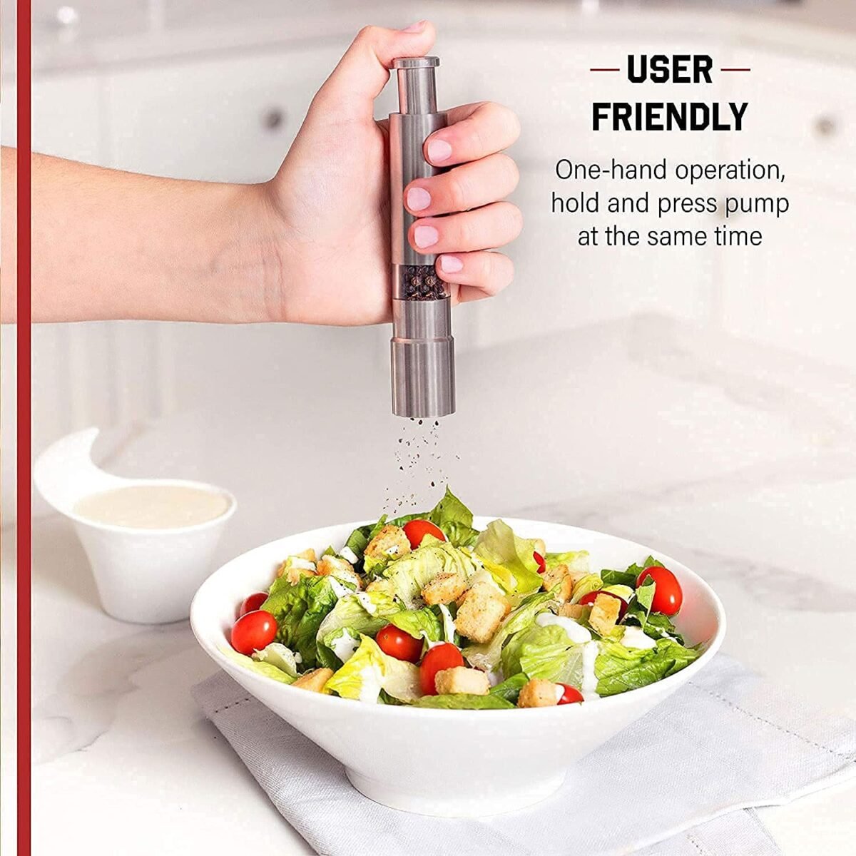 Stainless Steel Thumb Presser Salt and Pepper Grinder (1 Pc) - Image 6