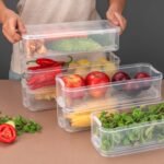 3 Fridge Storage Container, Fridge Organizer with Lid Stackable Fridge Storage Containers Plastic Freezer Storage Containers for Fish, Meat, Vegetables, Fruits, Pack of 3pcs, 1500ML Approx - Image 4