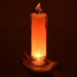 Red LED Flameless Candles Battery Operated Pillar Candles Flickering Realistic Decorative Lamp Votive Transparent Flameless Ornament Tea Party Decorations for Hotel, Scene,Home Decor, Restaurant, Diwali Decoration Candle Crystal Lamp (1 Pc) - Image 3