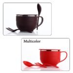 Noodles & Soup Bowl with Spoon and fork Handle Spoon Holder, Stainless Steel Bowl and Spoon Set, Stainless Steel Storage - Image 8