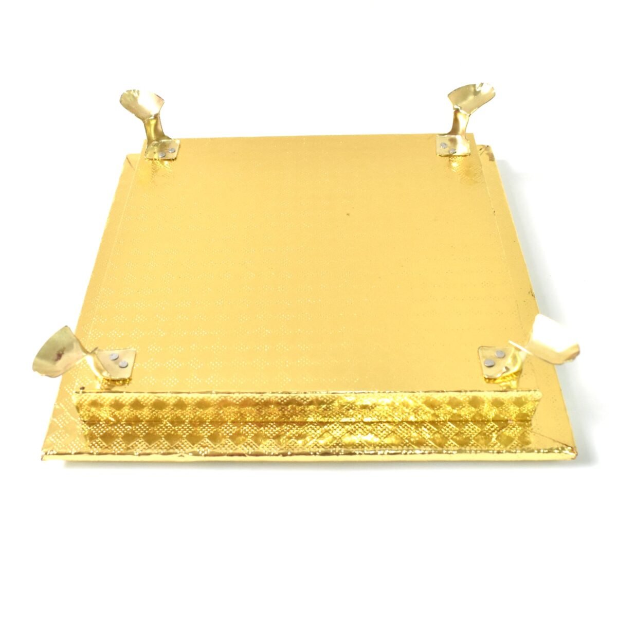 Golden - Square Pooja Chowki Patla / Bajot (20×20 CM / 1 Pc) - Image 6
