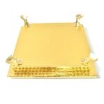 Golden - Square Pooja Chowki Patla / Bajot (20×20 CM / 1 Pc) - Image 6