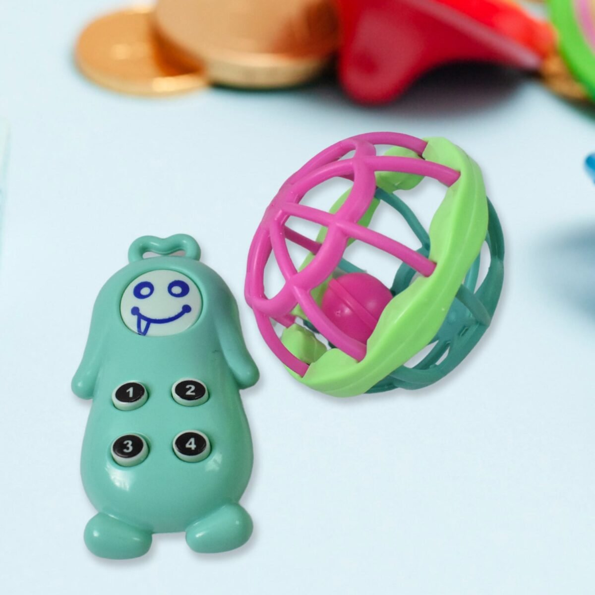 Kinder Rattles Classic Store Plastic Non-Toxic Shake and Grab Ball Baby Rattles & Teethers (8 Pcs Set) - Image 7
