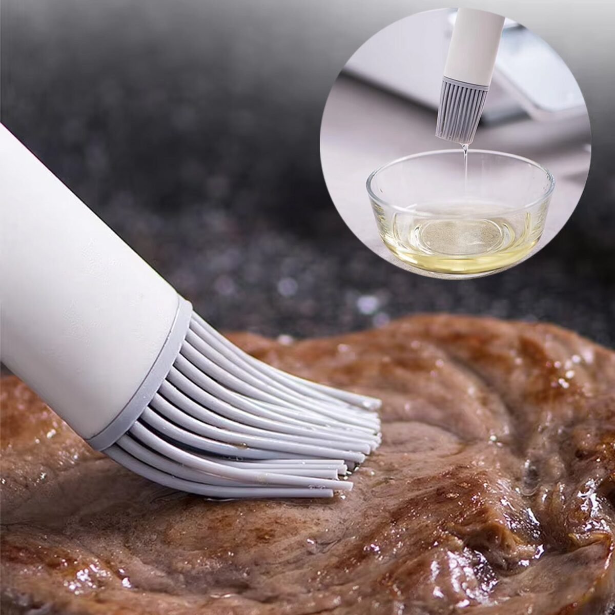 Pastry Brush, Basting Brush BBQ Sauce Marinade Meat Silicone Oil Brush (1 Pc) - Image 3