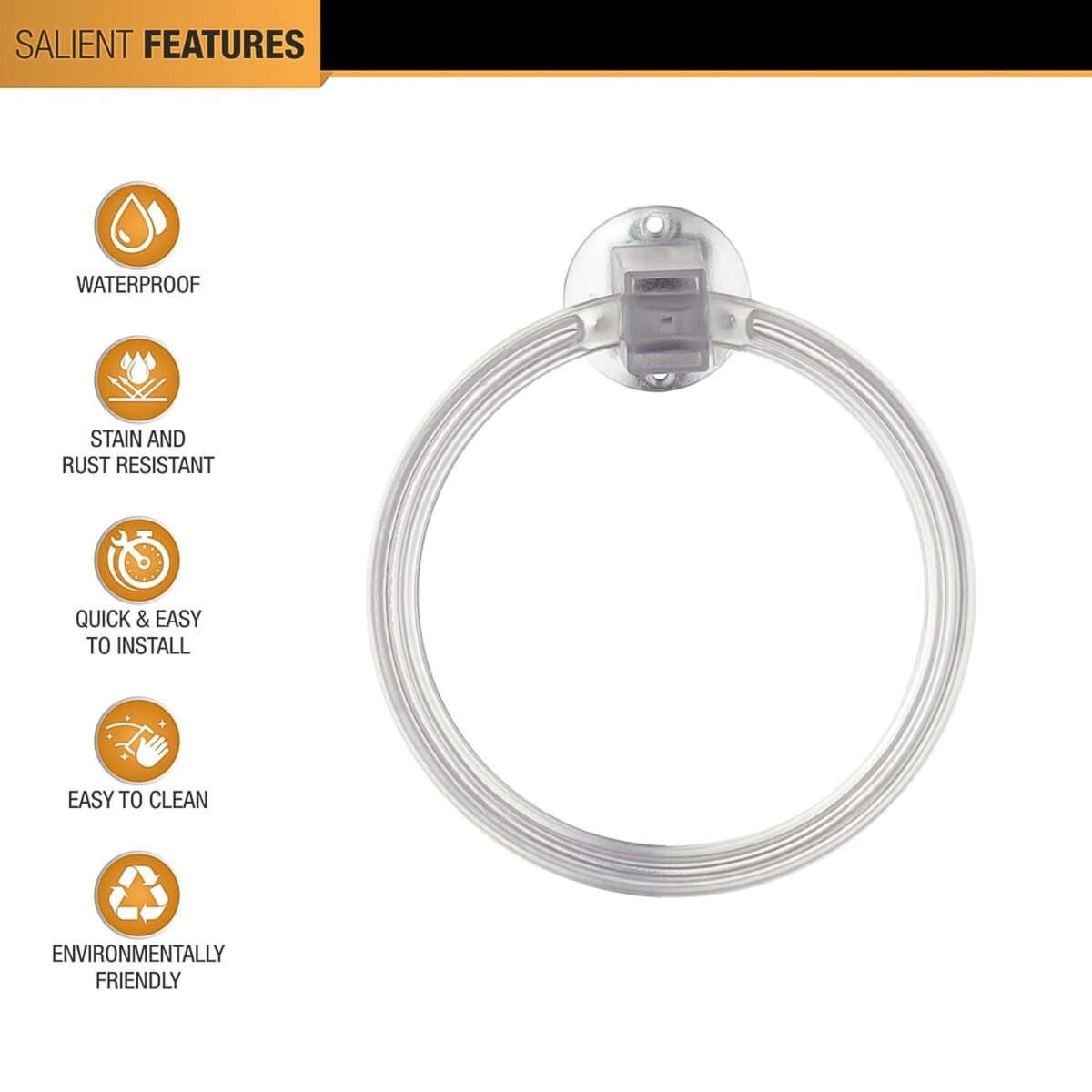 Unbreakable ABS Round Towel Ring Wall Mounted Stand / Holder (1 Pc) - Image 6