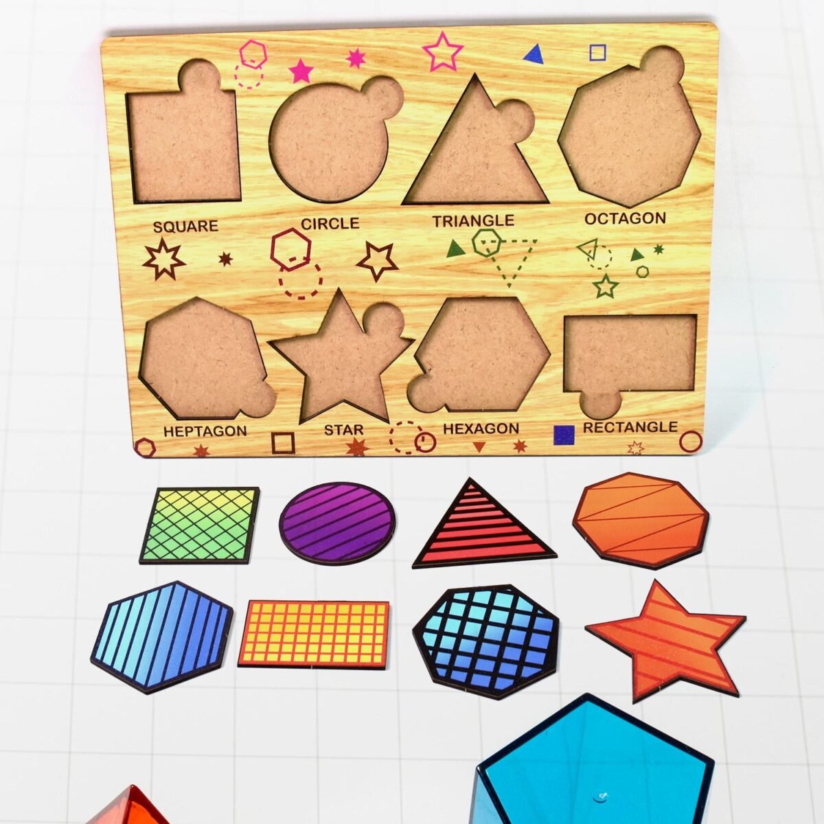 Wooden Triangles Puzzle Learning Educational Board (1 Set / 28×20 Cm) - Image 3