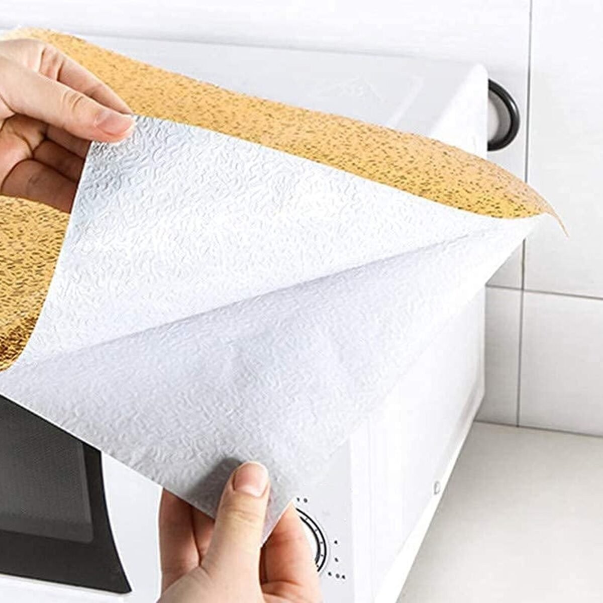 Oil Proof Sticker, Waterproof Self Adhesive Aluminum Foil Wallpaper (60 cm×200 Cm / Golden / 1 Pc) - Image 5