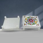 1 Pc Meenakari Wooden Chowki & Bajot Set: For Home & Office Puja (Multicolor) - Image 3