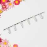 Stainless Steel Utensil Hanger Rail Nail Free Wall Mount with 2 Magic Stickers & 6 Plastic Hooks For Kitchen - Image 6