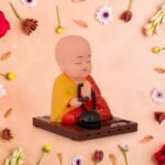 Solar Powered Sitting Buddha Statue,  Moving Head and Hand (1 Pc / Big) - Image 5