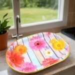 Plastic Flower Printed Design Serving Tray (3 Pcs Set / Mix Color) - Image 8