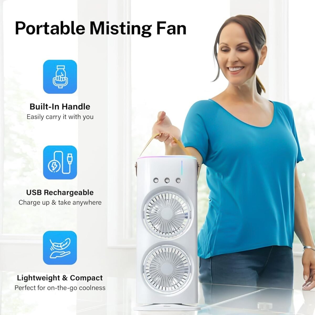 Electric Fan Desktop Double-Head Powerful Air Cooler (1 Pc / With Remote) - Image 4