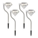 Diamond Shaped Solar Powered Stake Lights, Waterproof Outdoor Solar Power Lawn Lamps Led Spot Light Garden Pathway Stainless Steel Solar Landscape Lighting (4 Pcs Set) - Image 5
