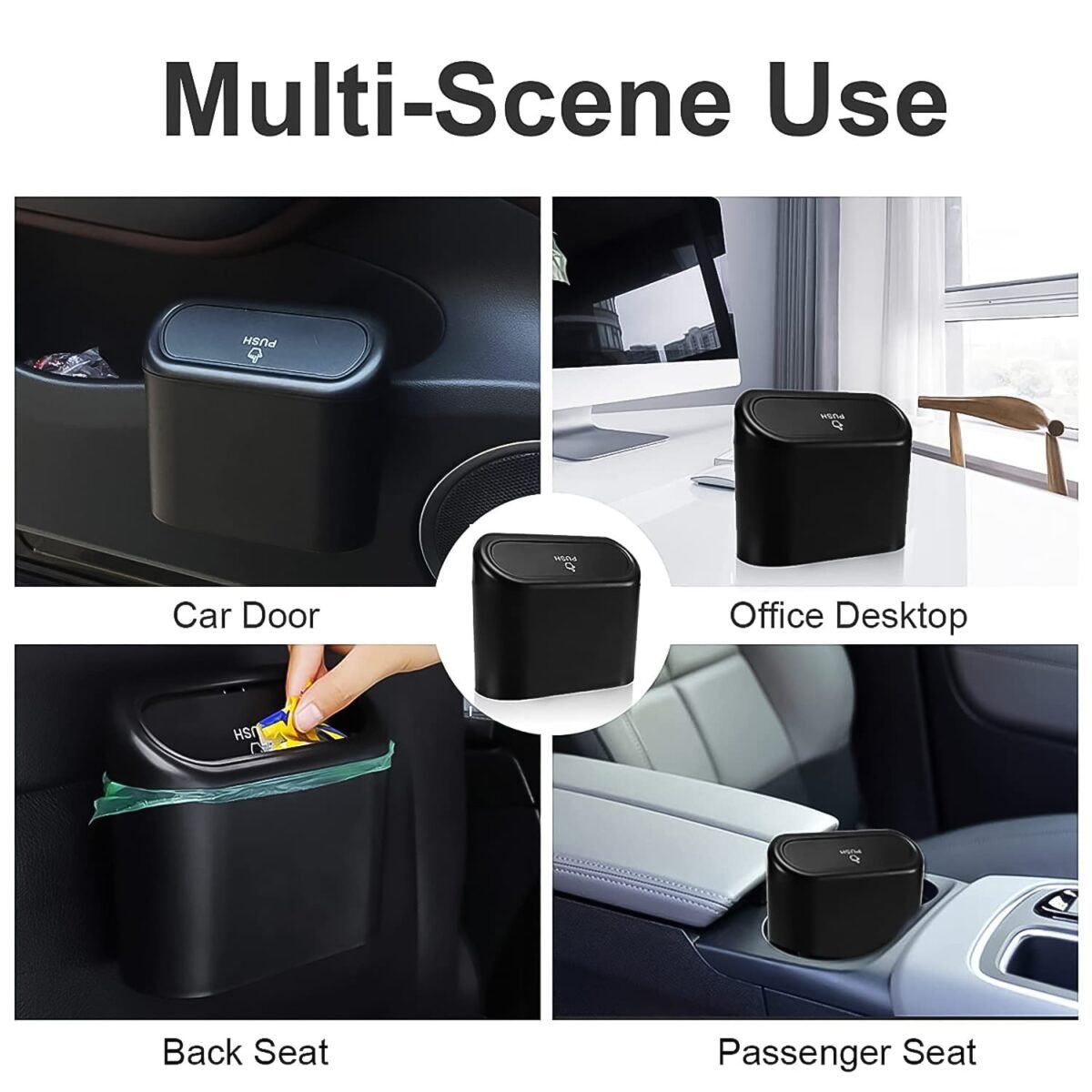 Plastic Mini Car Trash Can / Bin with Lid (1 Pc / With Brown Box) - Image 4