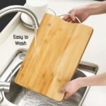 Thick Wooden Bamboo Kitchen Chopping Cutting Slicing Board with Holder for Fruits Vegetables Meat - Image 7
