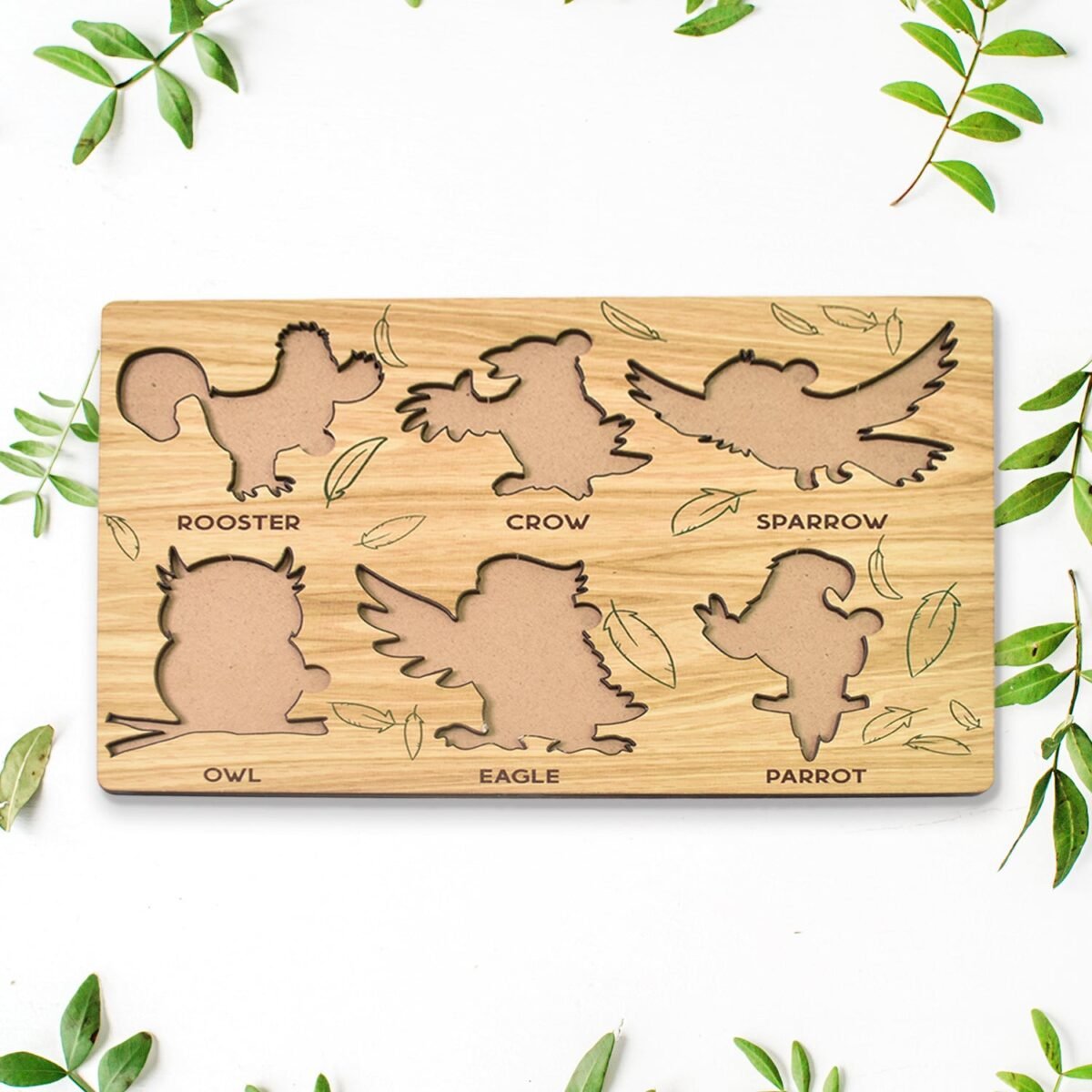 Wooden Bird Puzzle Learning Educational Board (1 Set / 28×20 Cm) - Image 6