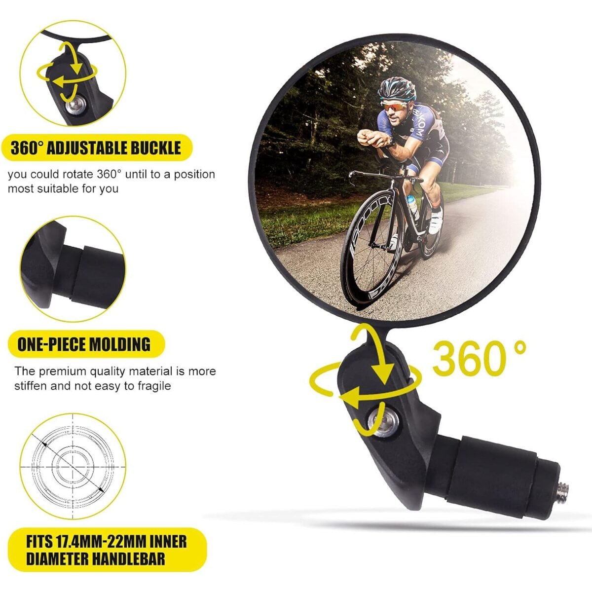 Bar End Bike Mirror: 360° Rotatable & Foldable (1 Pc) - Image 7