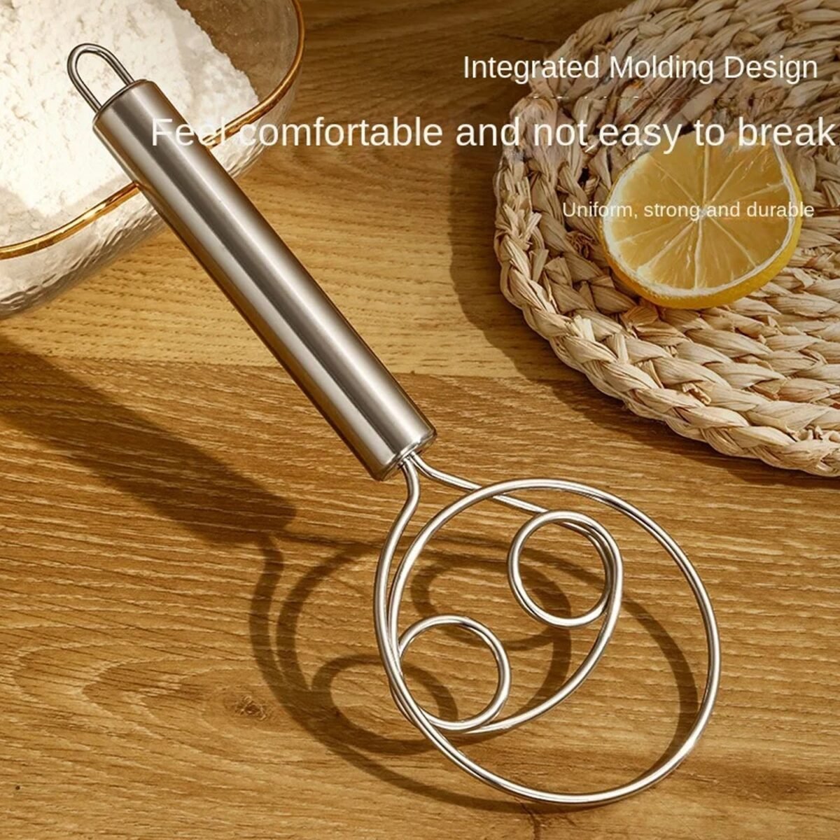 Dough Whisk, Premium Stainless Steel Dutch Whisk, Dough Hand Mixer Artisan Blender For Egg, Bread, Cake, Pastry, Pizza Dough - Perfect Baking Tools, Whisking, Tirring Kitchen Tools (1 Pc) - Image 9