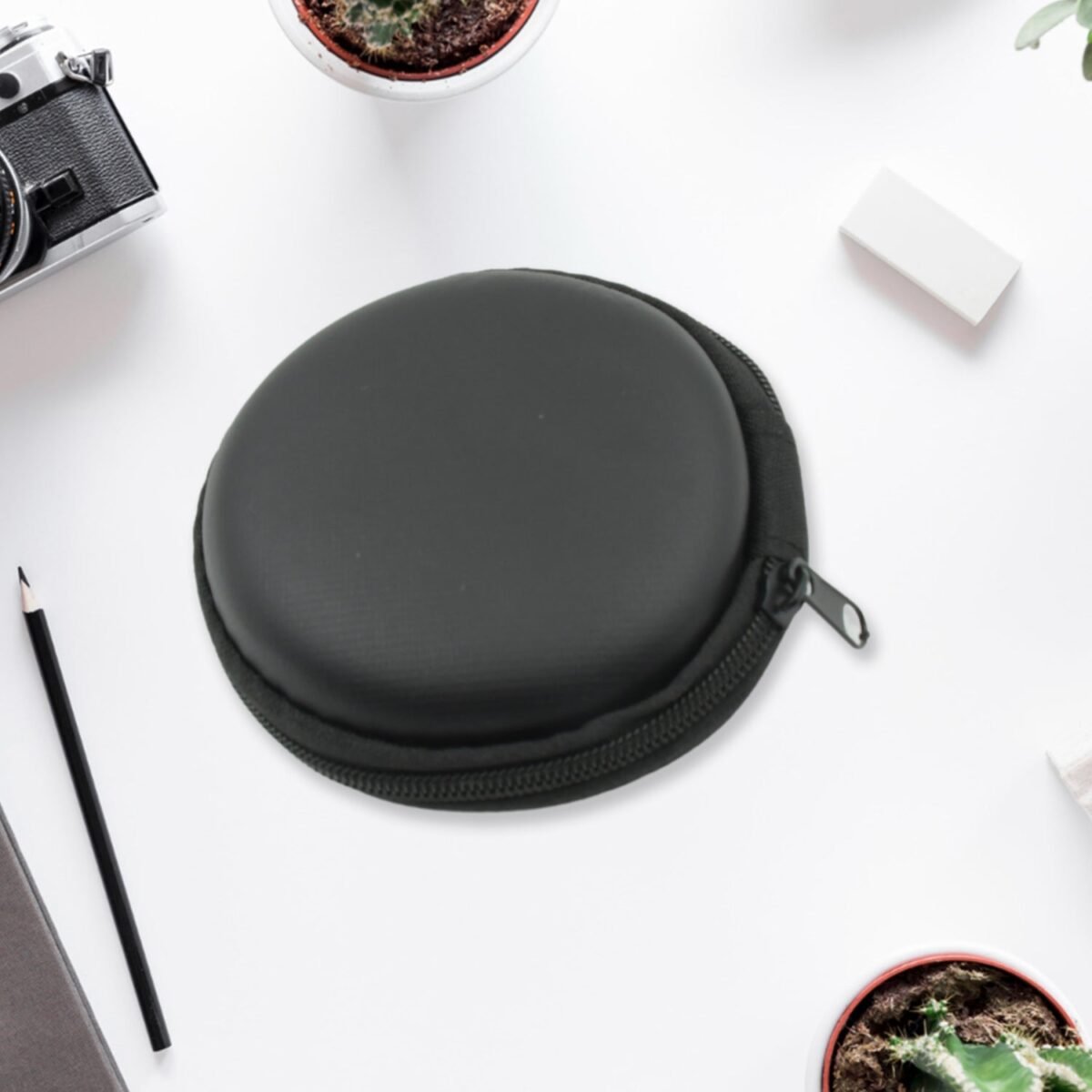 Cute Round Earphone Carrying Case - Multi-Use Pocket Pouch for Headphones, Cables, Coins, Airpods & More - Image 6