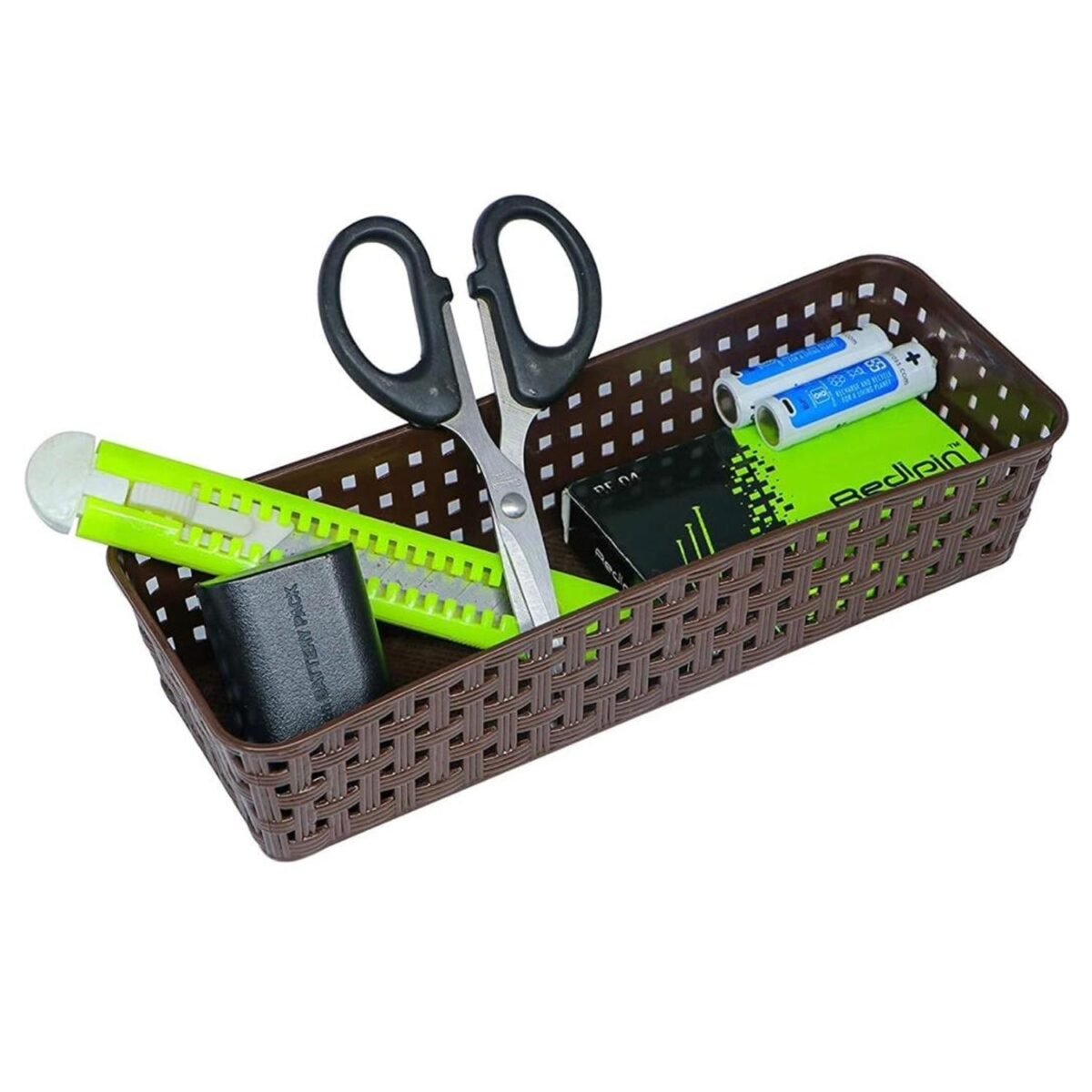 Plastic Multipurpose Desk Organizer Tray Office Drawer Dividers Storage Bins for Kitchen, Bathroom, Office, Makeup, Bedroom Dresser, Craft Basket Rack Multicolour (6 Pcs Set) - Image 6