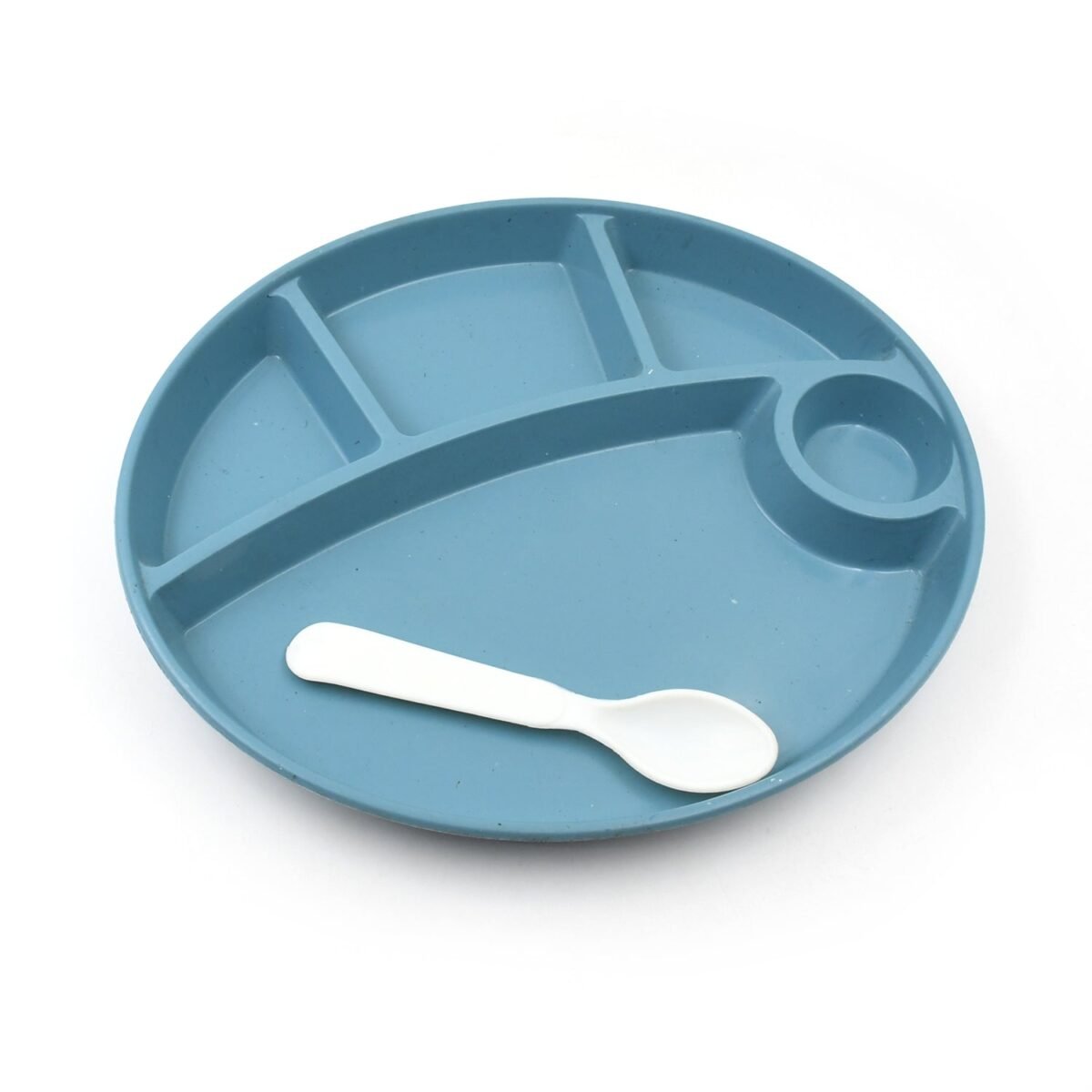 Plastic Food Plates / Biodegradable 5 Compartment Plate With Spoon for Food Snacks / Nuts / Desserts Plates for Kids, Reusable Plates for Outdoor, Camping, BPA-free (1 Pc) - Image 1