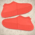 Non-Slip Silicone Rain Reusable Anti skid Waterproof Fordable Boot Shoe Cover (Medium Size / 1 Pair / Red) - Image 5