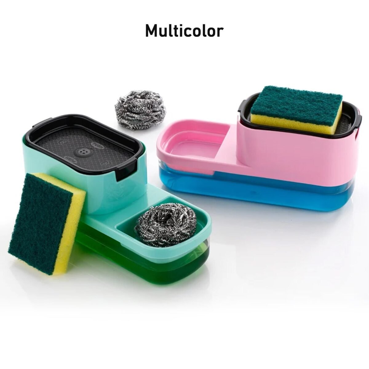 2 in 1 Plastic Dish Soap Liquid Dispenser Sponge Holder (1 Set) - Image 6