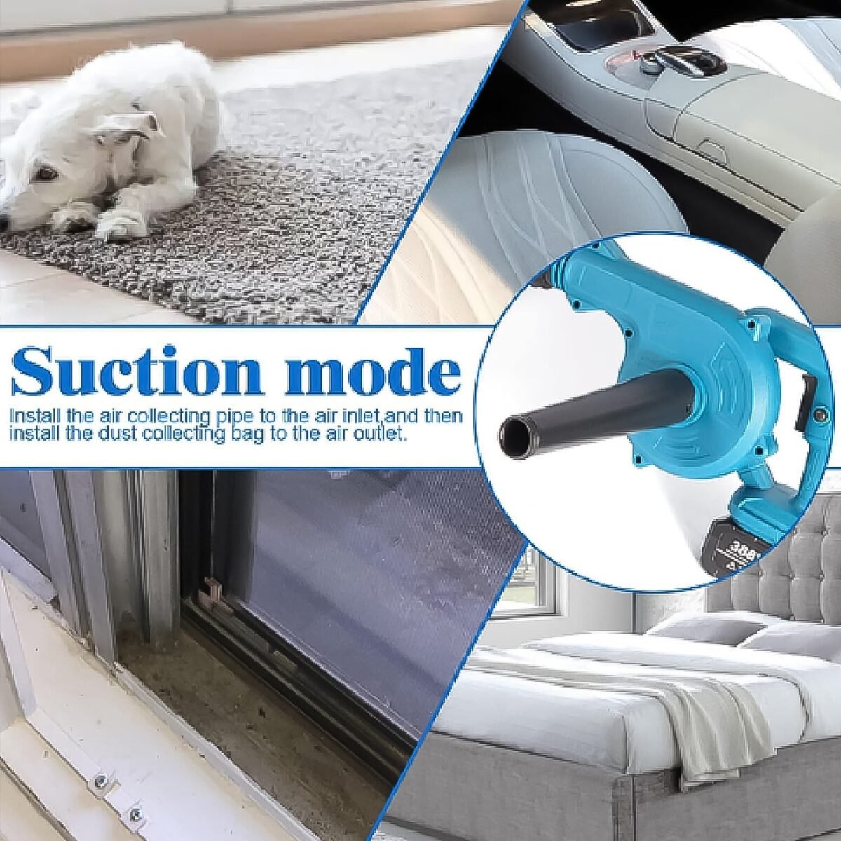 Multi-Purpose Home and Garden Air Blower and Suction Vacuum Combo Kit with Collection Bag for Easy Cleaning - Image 6