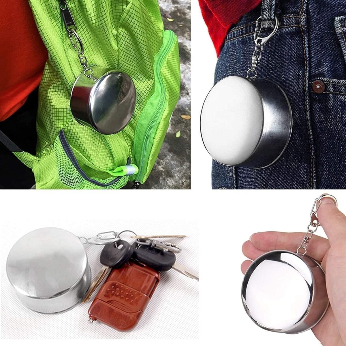 2 in 1 Camping Folding Cup with Keychain (1 Pc) - Image 3