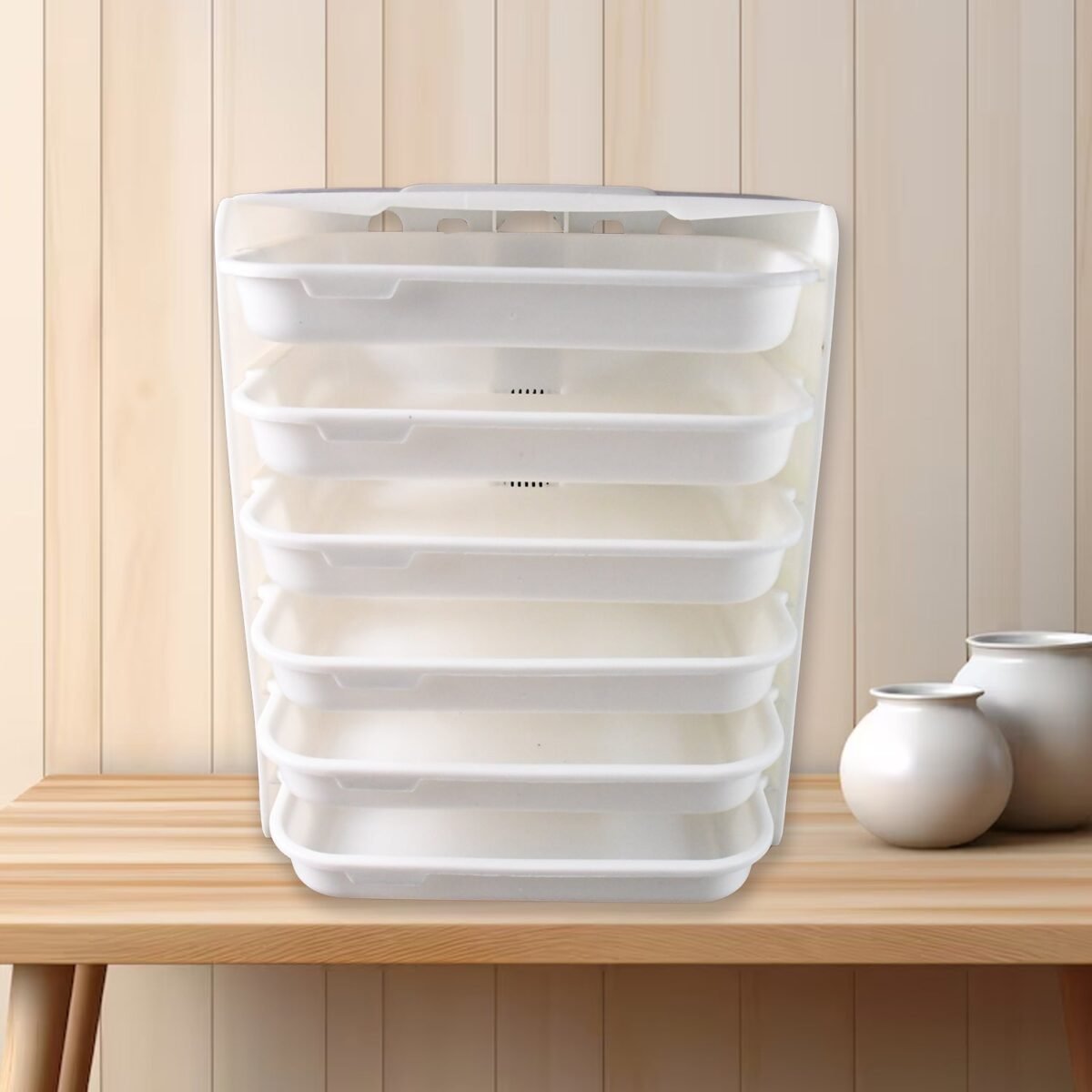 Plastic 6 Layer Wall-Mounted Food Organizer Rack (1 Set) - Image 1