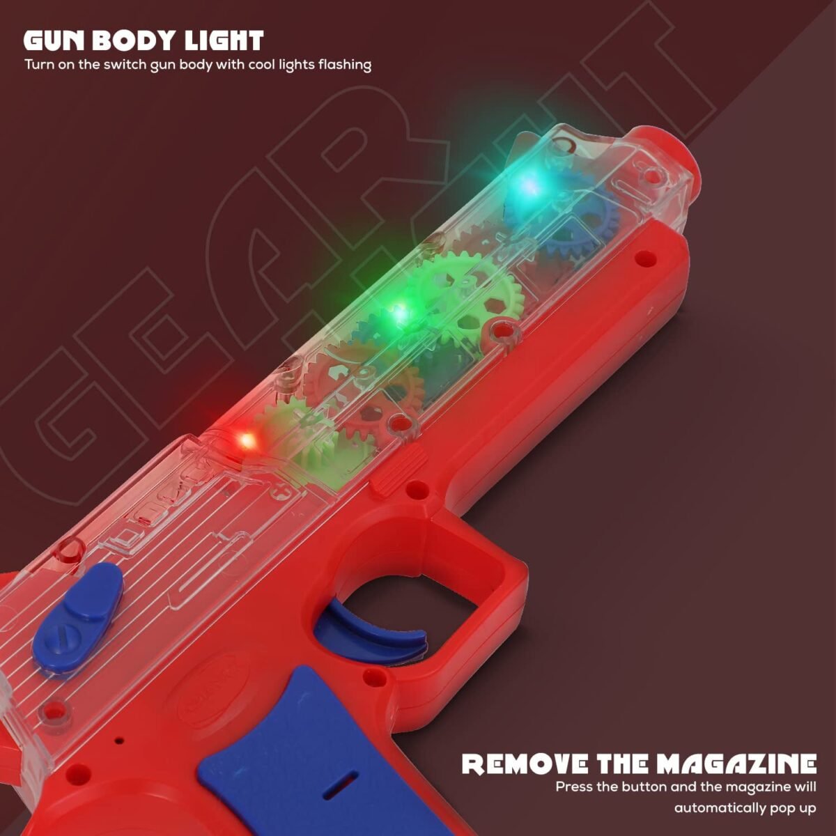 Plastic Gear Simulation Laser Toy Gun – 3D Lights, Music & Rotating Gear (1 Pc, 3+ Years) - Image 6