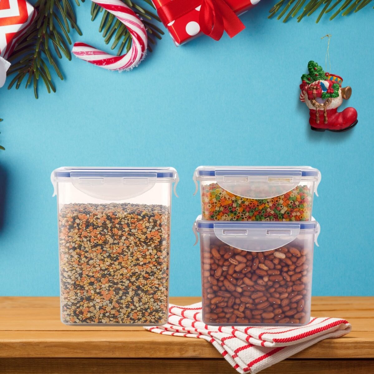 Classics Rectangular Plastic Airtight Food Storage Containers with Leak Proof Locking Lid Storage container set of 3 Pc( Approx Capacity 500ml,1000ml,1500ml, Transparent) - Image 6