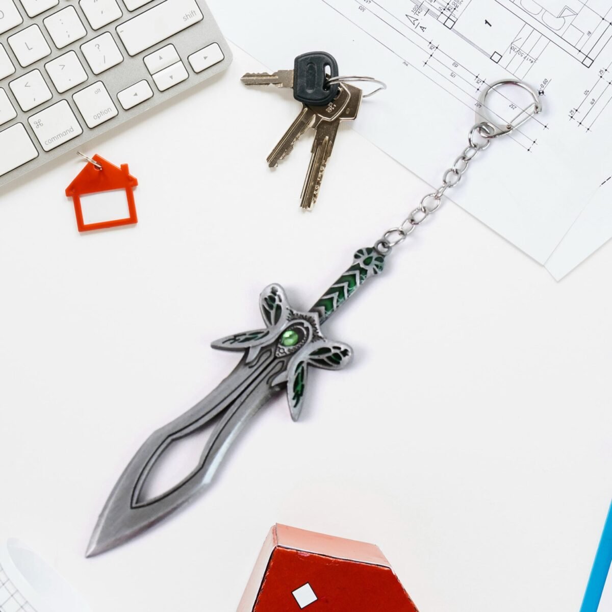 Metal Sword Shape Keychain - Durable & Stylish Accessory (1 Pc) - Image 4
