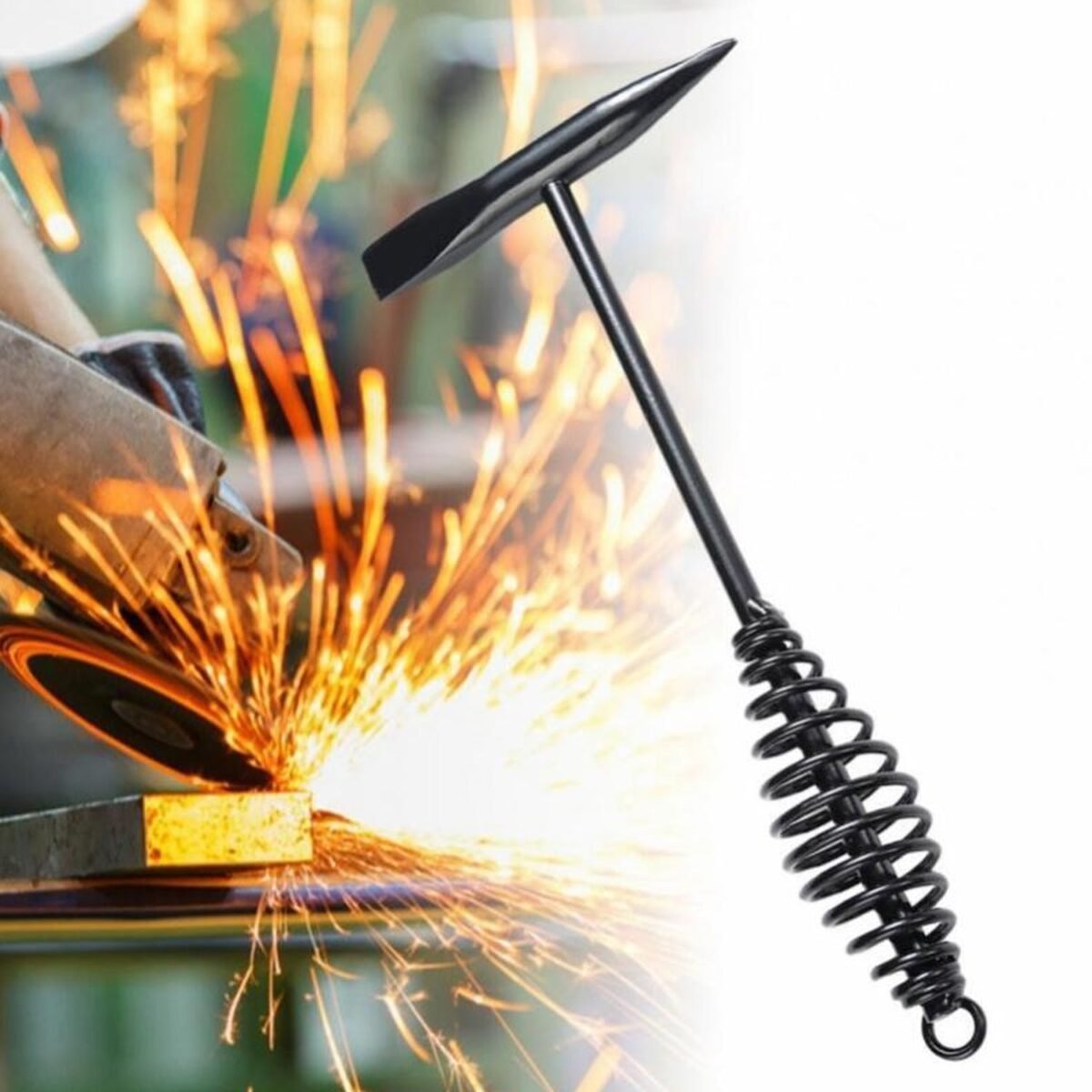 Welding Slag Removal Hammer with Coil Spring Handle | Heavy Duty Chipping Tool for Slag & Spatter Cleaning (1 Pc) - Image 9