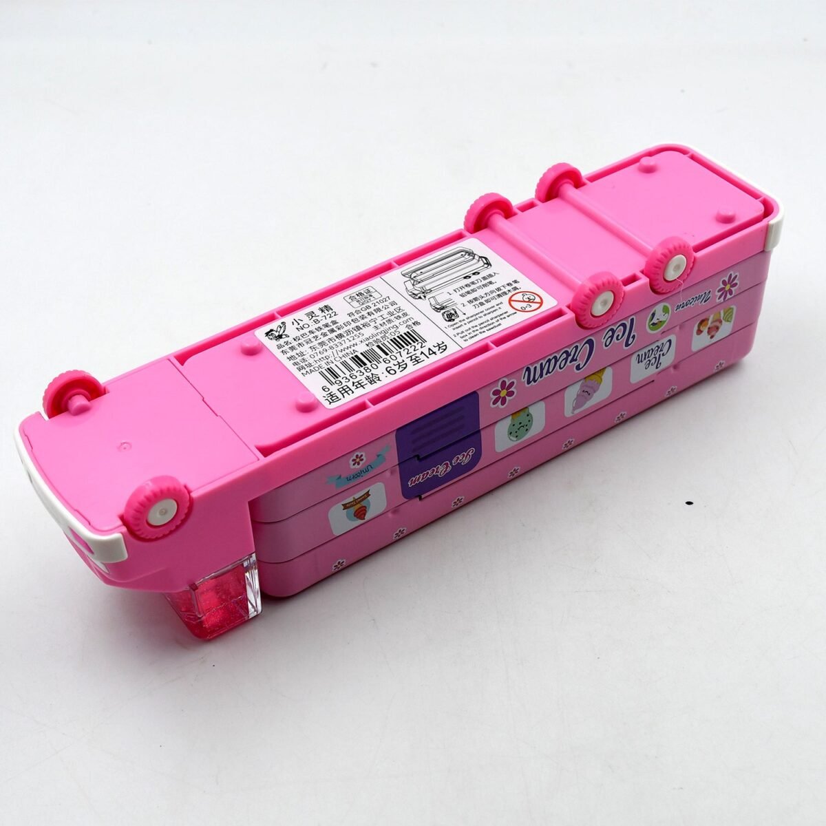 Double Decker Magic Truck Compass Multi Level Metal Truck Compass Pencil Case with Movable Wheels & Sharpener (Mix Design) - Image 6