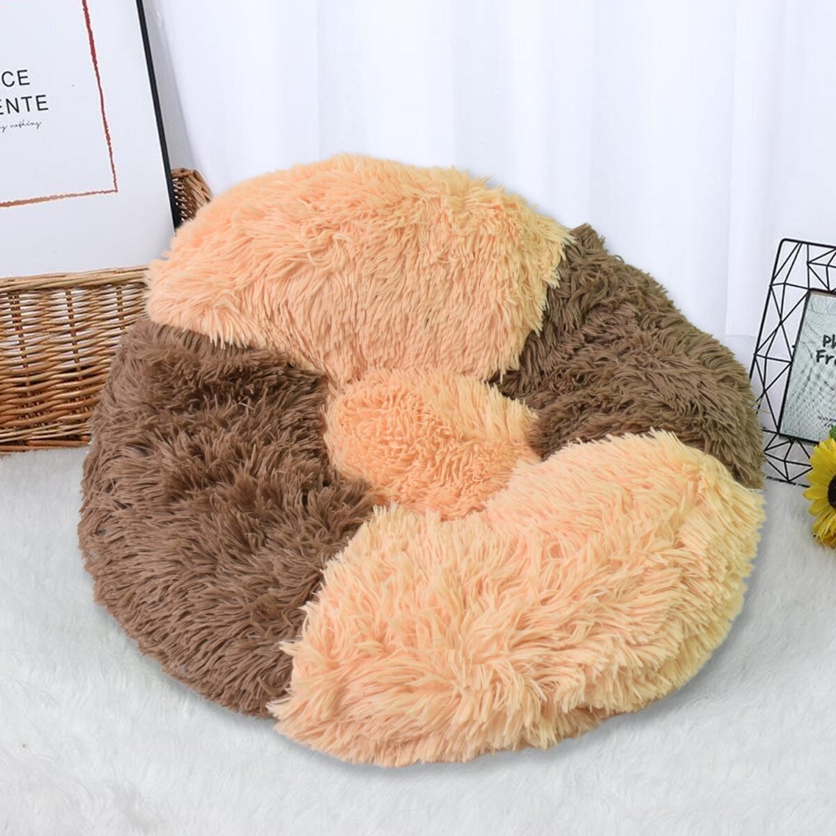 Dog Bed, Cat Bed,  Bottom Calming Donut Dog Bed (1 Pc) - Image 6