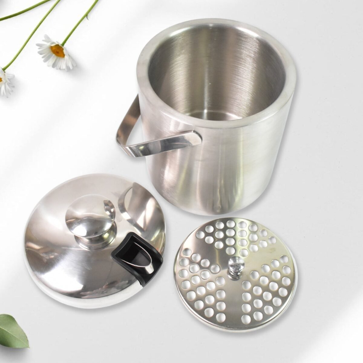 Stainless Steel Ice Buckets with Lid (1.3 Liters Approx) - Image 1