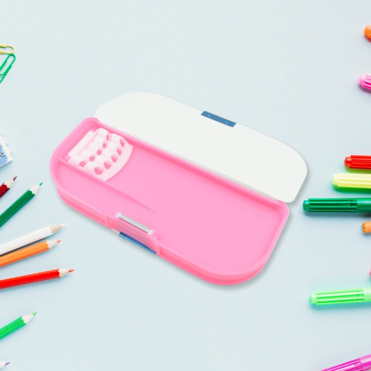Multipurpose Cartoon Pencil Box – 2-Compartment Compass Box for Kids (Mix Color 1 Pc) - Image 5