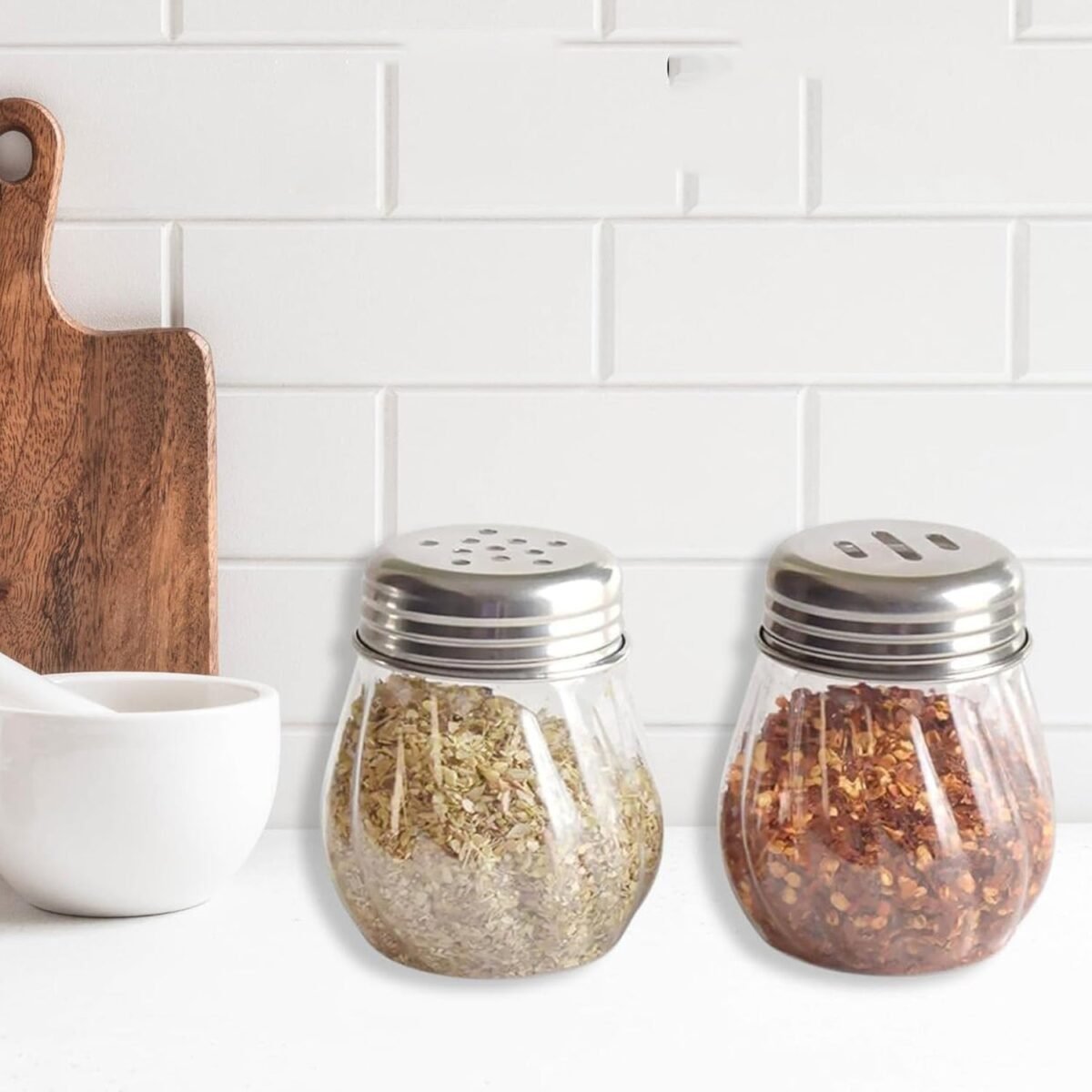 Apex Oregano & Chilli Flakes Dispenser Set – 2 Pcs Plastic Spice Shaker with Stainless Steel Lid - Image 6