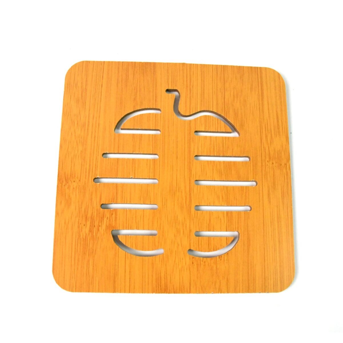 Square Bamboo Wood Table Place mat Hot Pot Cup Mat Tea Coaster(14×14 Cm / 1 Pc) - Image 1