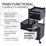 Metal Square High Quality Kitchen Trolley with Wheels (4 Layer / 1 Pc) - Image 6