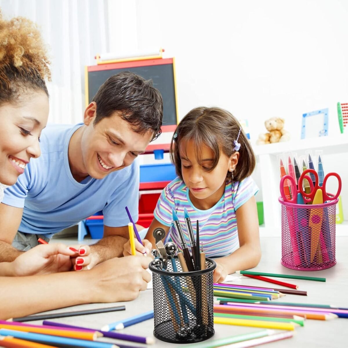 Metal Mesh Pen Holder for Desk (1 Pc): Pen Stand, Pencil Organizer, Stationery Storage - Image 3