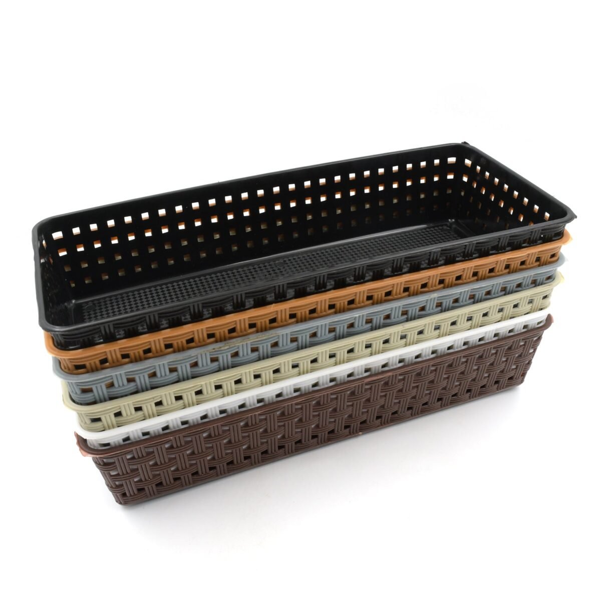 Plastic Multipurpose Desk Organizer Tray Office Drawer Dividers Storage Bins for Kitchen, Bathroom, Office, Makeup, Bedroom Dresser, Craft Basket Rack Multicolour (6 Pcs Set) - Image 4