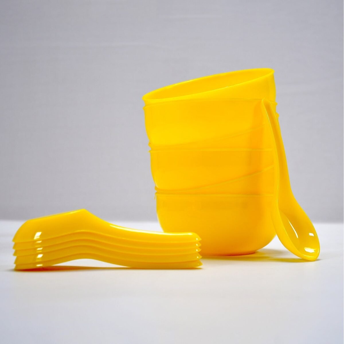 Plastic Soup Bowl & Spoon Set for Kitchen (6-Pcs) - Image 6