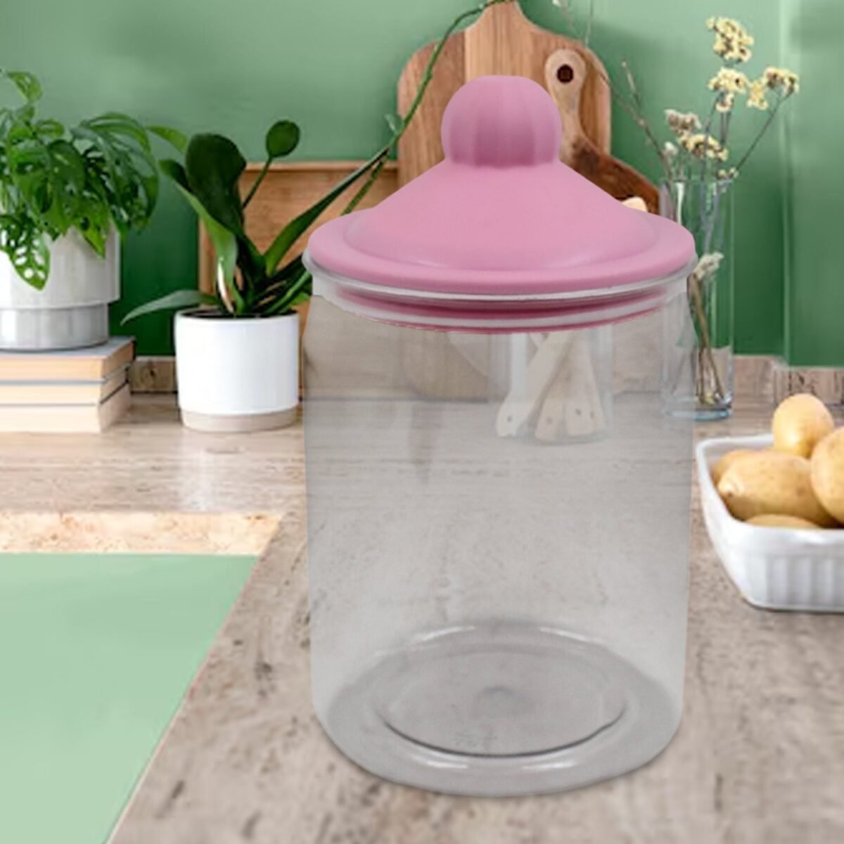 Transparent Kitchen Plastic Container/ Jar Set (2 Pcs Set / 1100 ML Approx) - Image 6