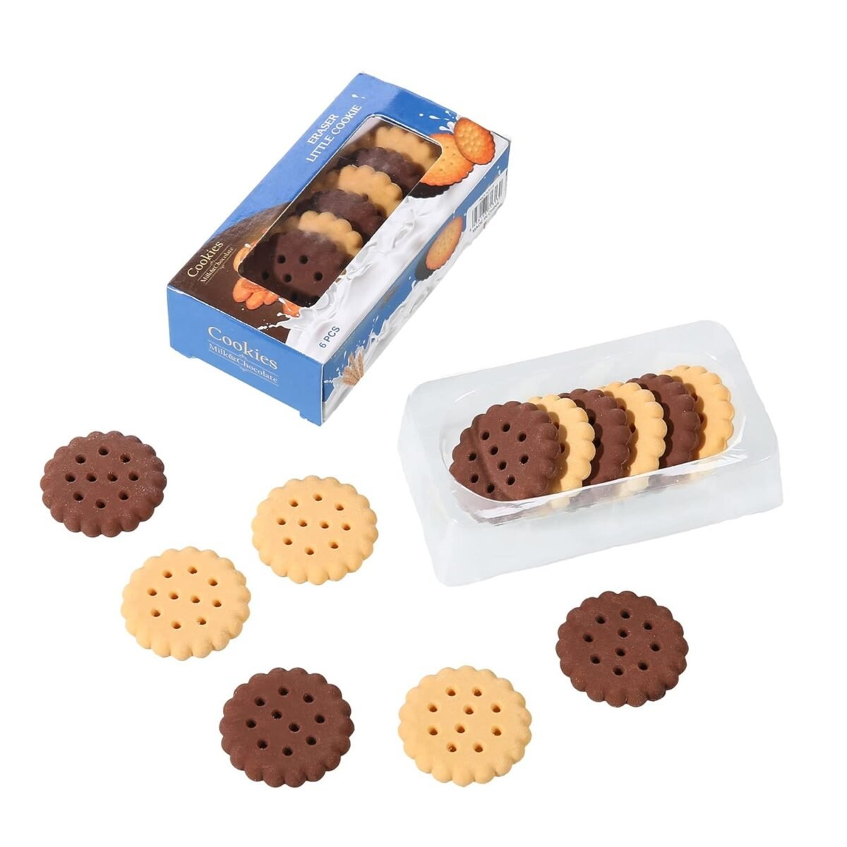 Biscuit-Shaped Erasers | Fun Rubber Stationery for Kids | Creative Birthday Gift Toy (6 Pcs Set) - Image 4